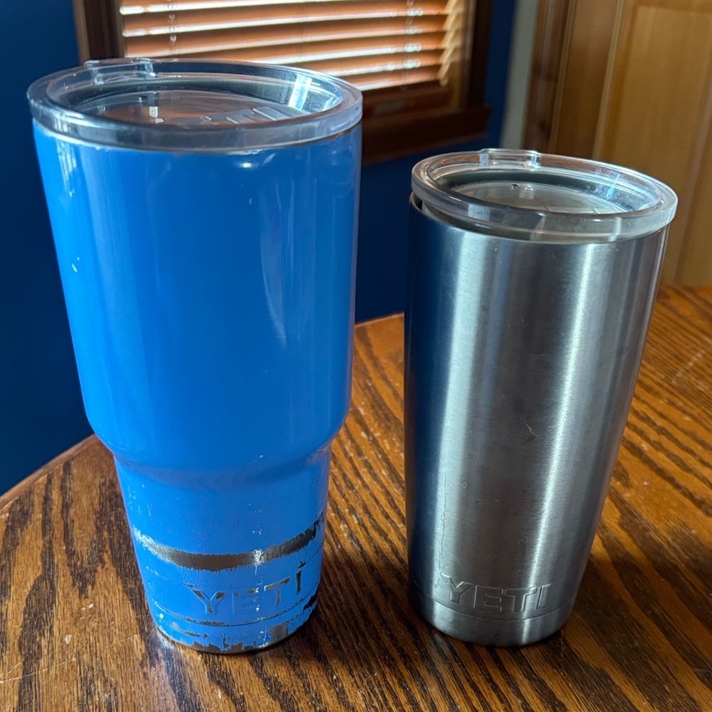 YETI Blue and Silver Drinkware Set